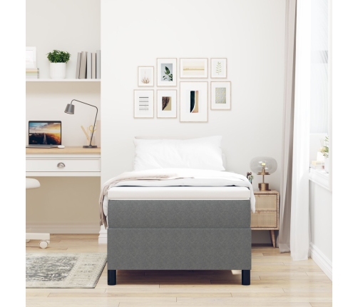 Cama Box Spring de  con Colchón Gris 90x200 cm Tela de Microgamuza
