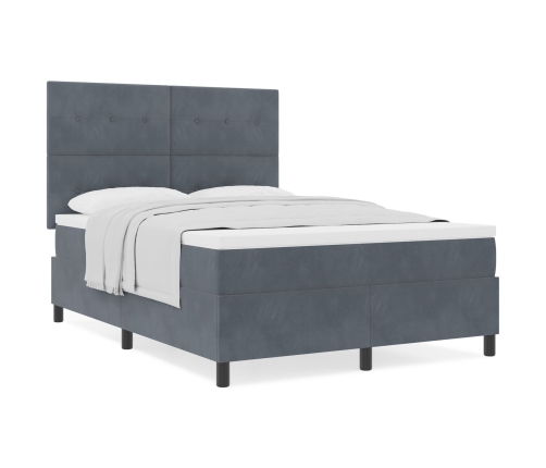 Cama Box Spring  con colchón Gris Oscuro 140x200 cm Terciopelo