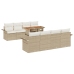 Conjunto de Sofá de Jardín de 9 Piezas con Cojines Beige Ratán Poliéster Acacia