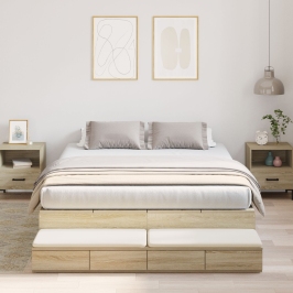 Cama con Almacenamiento  Roble de Sonoma Madera Elaborada