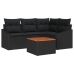 Set de Sofá de 5 Piezas  con Cojines Negro Poliratán Acacia