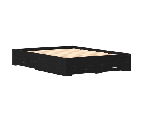 Cama con Cajones  Negro Roble 135x190 cm Madera Engineered