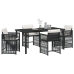 Set de Comedor de Jardín de 5 Piezas con Cojines Negro Poliratán