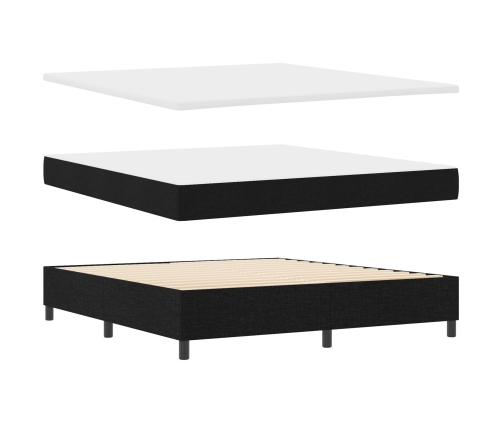 Cama con Base de Muelles con Colchón y Banco Negro 180x200 cm Tela