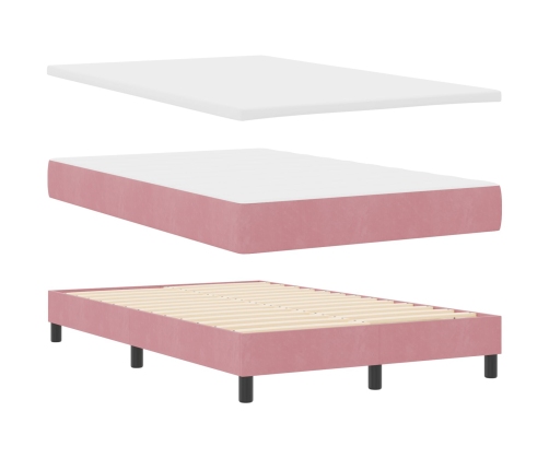 Cama con sommier y colchón  Rosa 120x200 cm Terciopelo