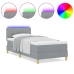 Cama con base  con colchón y LED gris claro 100x200 cm tela