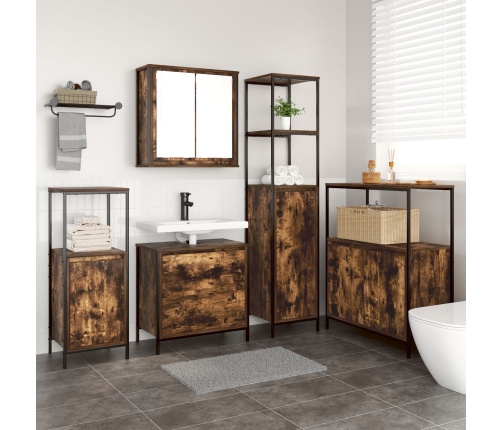 Conjunto de Muebles de Baño de 5 Piezas  en Roble Ahumado de Madera Derivada