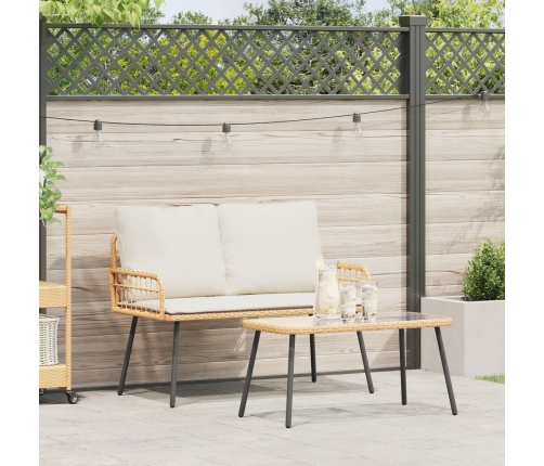 Conjunto de Comedor de Jardín de 2 Piezas con Cojines de Poliratán Natural