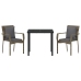 Set de Comedor de Jardín de 3 Piezas con Cojines Gris Poliratán