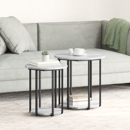 Mesa Lateral  2 pcs Gris Sonoma de Madera y Metal