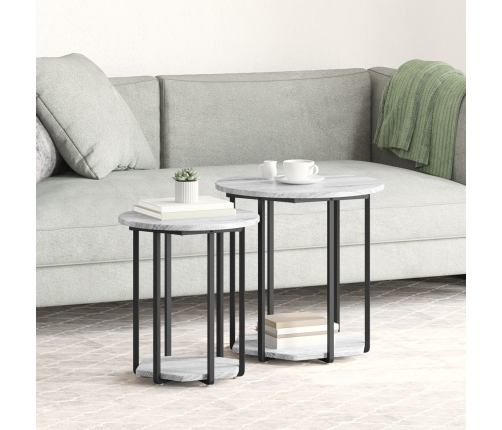 Mesa Lateral  2 pcs Gris Sonoma de Madera y Metal