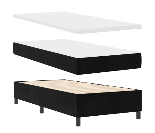 Cama Box Spring con Colchón y LED Negra 90x200 cm de Terciopelo