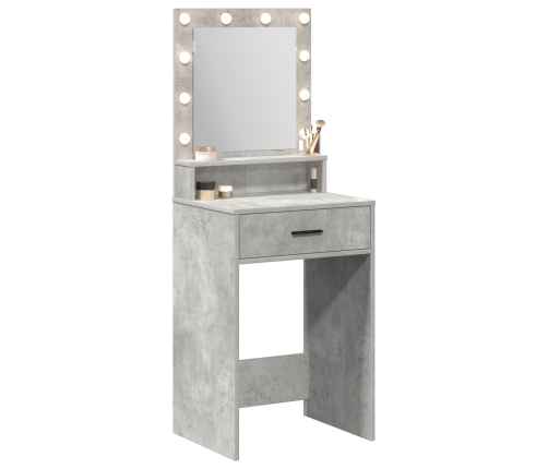 Mesa de tocador  con luces LED en gris concreto de 50x41x135 cm