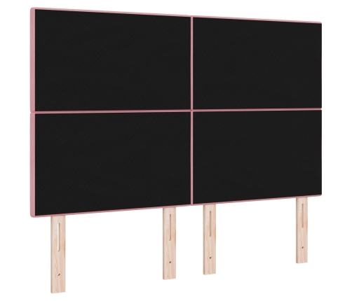 Cabecero  con botones acolchados en rosa de 140 cm de terciopelo