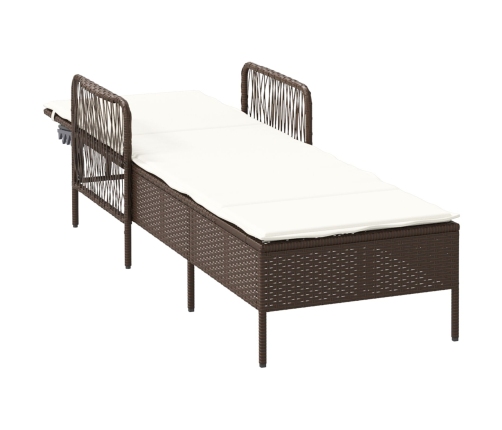 Tumbona Marrón y crema Ratán PE 157 x 55 x 92 cm Plegable