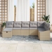 Conjunto de Sofá de Jardín de 8 Piezas con Cojines Ratán Poli Beige