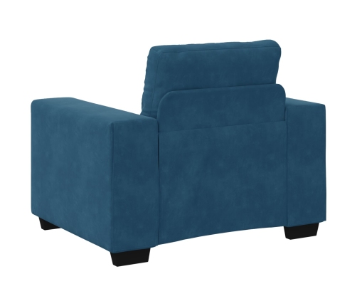 Conjunto de Sofá de 3 Piezas con Cojines de Terciopelo Azul