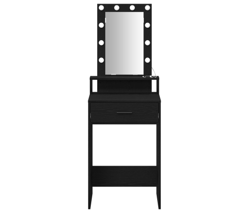Mesa de tocador  con luces LED en color roble negro 50x41x140 cm