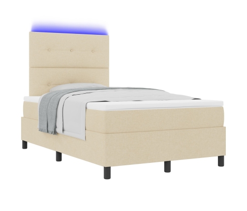 Cama con base  y colchón LED crema 120x200 cm tela