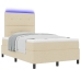 Cama con base  y colchón LED crema 120x200 cm tela