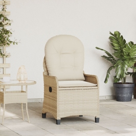Sillón Recliner con Cojín Beige de Poliratán