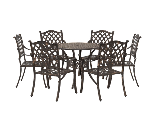 Set de Comedor de Jardín de 7 Piezas de  en Aluminio Fundido Color Bronce