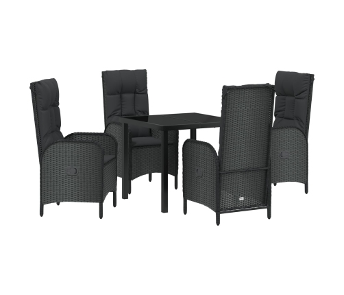 Conjunto de Comedor de Jardín de 5 Piezas  Negro Ratán Poli