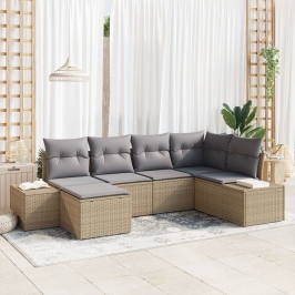 Conjunto de Sofá de Jardín  Set de 6 Beige y gris