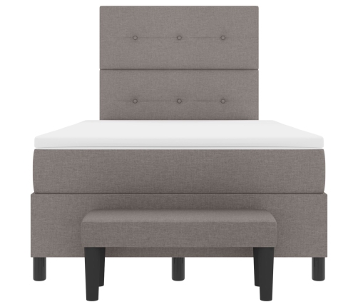 Cama Box Spring  con Colchón y Banco Taupe 120x200 cm Tela