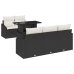 Conjunto de Sofá de Jardín  Set de 6 Negro y Crema Ratán y Poliéster