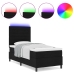 Cama con muelles  con colchón y LED negro 90x200 cm tela