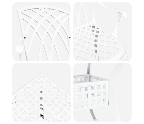 Conjunto de Comedor de Jardín de 5 Piezas  Blanco de Aluminio Fundido