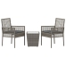 Set de Bistro de Jardín de 3 Piezas con Cojines en Gris de Poliratán