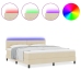 Cama Box Spring con Colchón & LED Crema 180x200 cm Tela