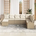 Conjunto de Sofá de Jardín  Juego de 8 Beige Ratán, Poliéster
