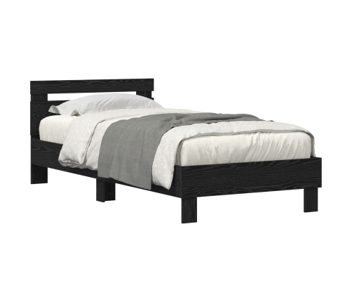 Estructura de cama  con luces LED Roble Negro 100x200 cm Madera de ingeniería
