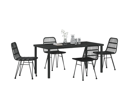 Juego de 5 Sillas de Comedor de Jardín Negras de Poliratán