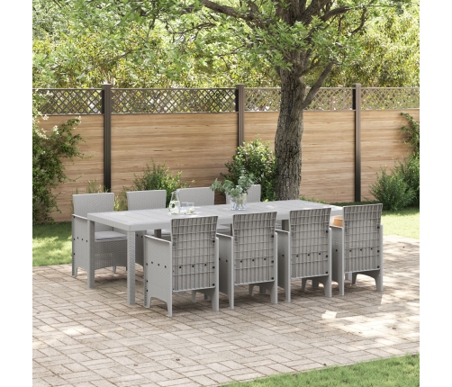 Juego de Comedor de Jardín de 9 Piezas con Cojines de Rattan Blanco