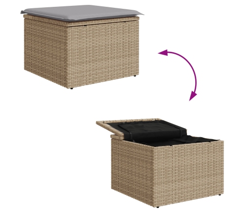 Juego de Sofá de Jardín de 9 Piezas con Cojines Beige Poliratán Acacia