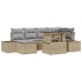 Juego de Sofás de Jardín Juego de 7 Beige, Gris Ratán, Poliéster