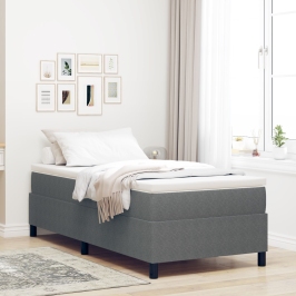 Cama Tipo Box Spring  con Colchón Gris Claro 100x200 cm Tela de Corduroy