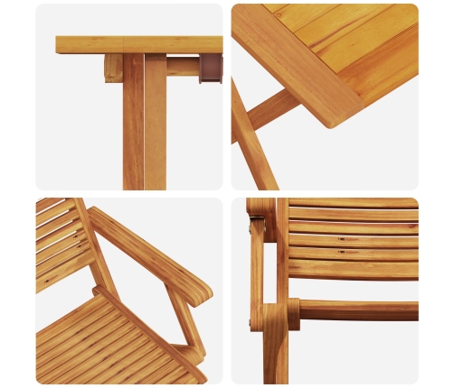 Conjunto de Bistro Plegable de 3 Piezas de Madera de Acacia