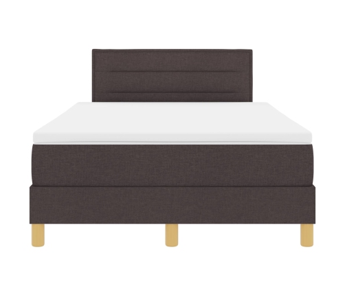 Cama con base de muelles  con colchón marrón oscuro 120x200 cm de tela