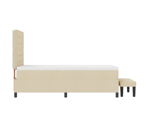 Cama de Somier  con Colchón y Banco Crema 100x200 cm Tela