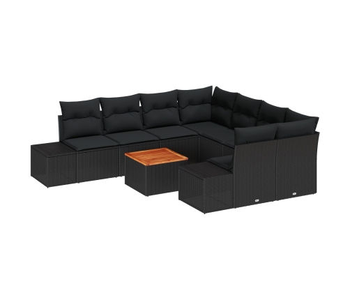Juego de Sofás de Jardín Conjunto de 9 Piezas Negro Polirratán