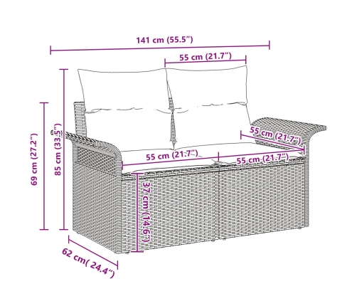 Conjunto de Sofá de Jardín  Conjunto de 6 Beige y gris Ratán y tela