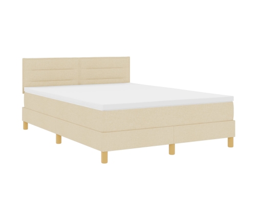 Cama con Box Spring y Colchón Crema 140x190 cm Tela