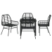 Conjunto de 5 Piezas de Comedor Jardín Negro Poliratán