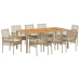Conjunto de Comedor de Jardín  de 9 Piezas con Cojines Beige de Ratán de Polietileno