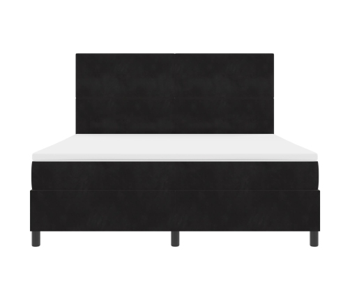 Cama Box Spring  con Colchón Negro Super Rey Terciopelo